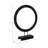 Modern Mango Wood and Iron Ring Sculpture on Rectangular Base Decorative Accent with Grooved Texture for Contemporary Display in Casual or Minimalist Settings, Sleek Freestanding Art Object-938113056