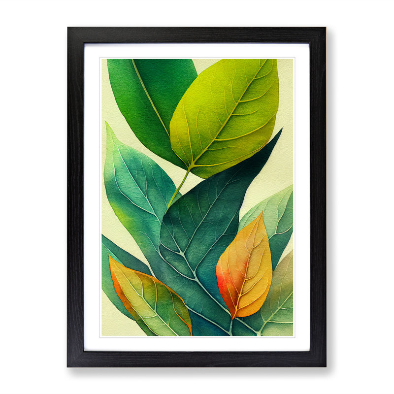 Exceptional Leaves - Wall Art, Black Framed, 64cm H x 46cm W x 2cm D, White