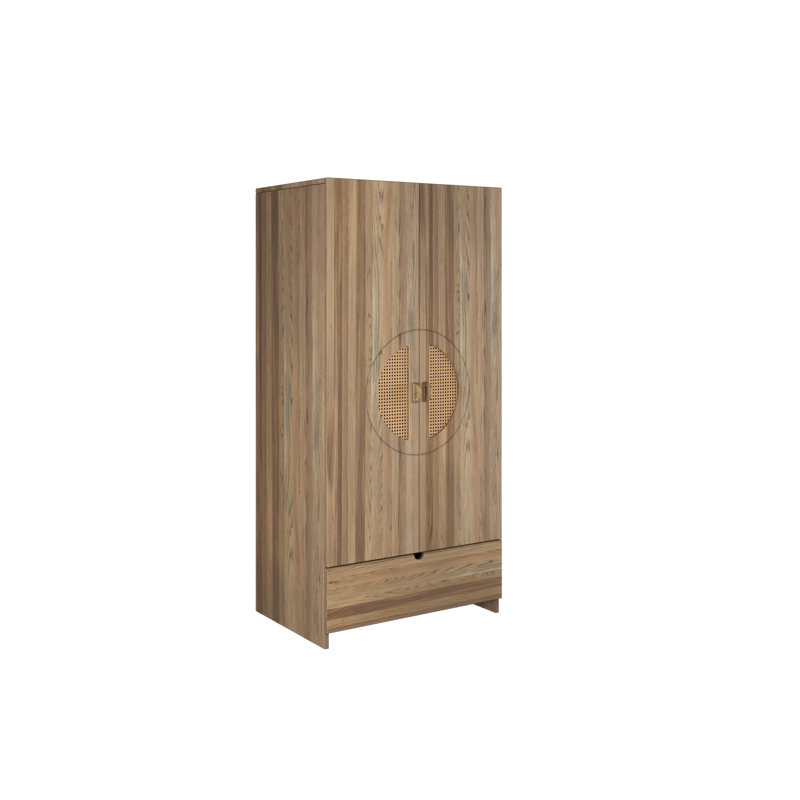 Shawny 2 Door Solid Wood Wardrobe,  Retro Oil
