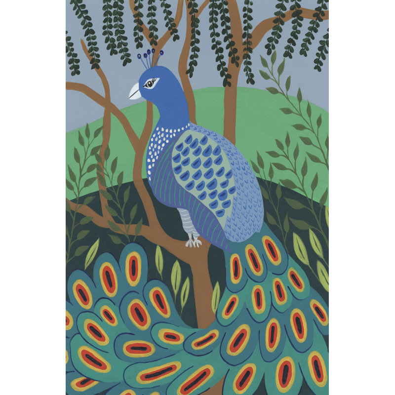 Dandy Peacock II - Graphic Art, 46cm H x 30cm W, Black Floater Framed
