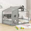 Lit maison en bois avec tablettes et lattes de rangement-730331472-730331476