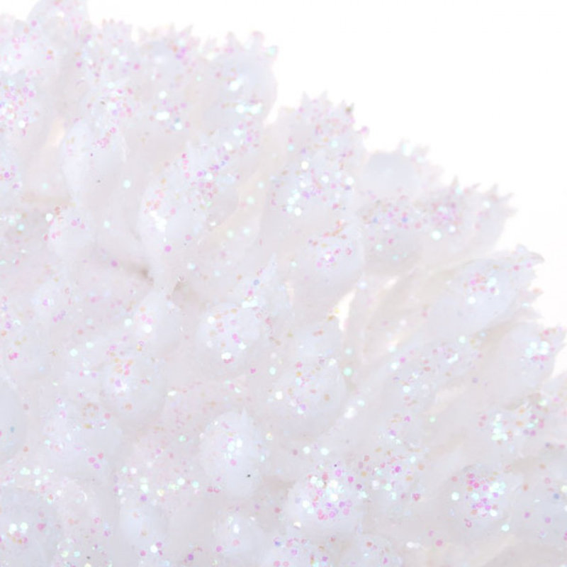 8cm Bauble, White and Iridescent
