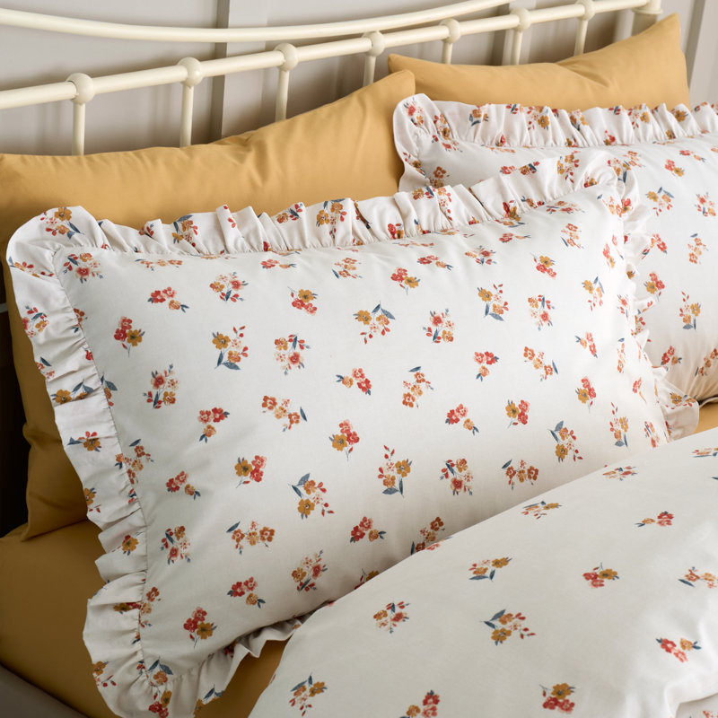 Frill Ditsy Floral Reversible Duvet Cover Set, Single Duvet Cover + 1 Standard Pillowcase