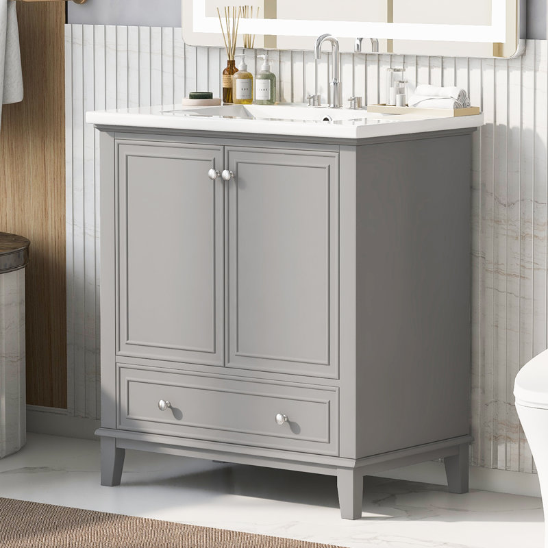 Meuble-lavabo 30 po avec lavabo, Gris