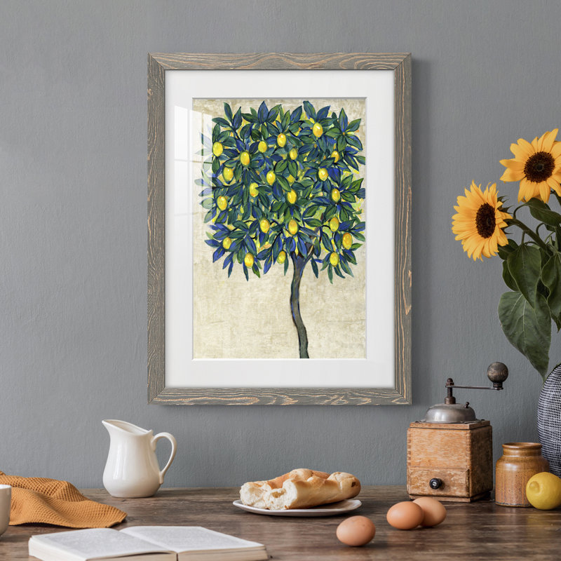 " Lemon Tree Composition I " Painting Print, 20" H x 17" W x 1" D, Grey Framed