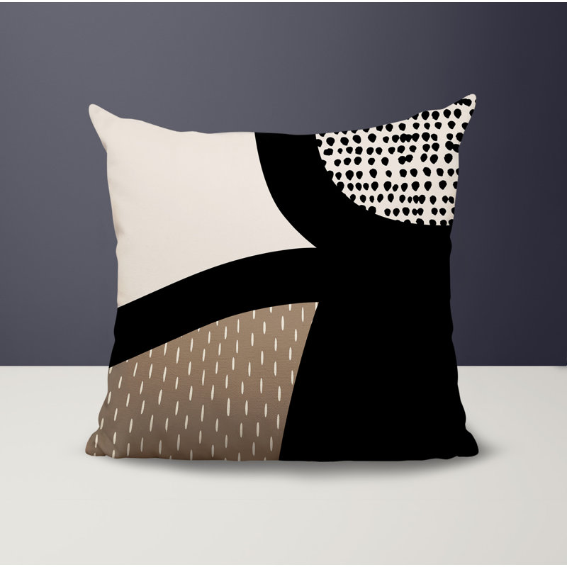 Coussin carré intérieur / extérieur pia, H 17 po x l 17 po, Beige / noir / blanc cassé