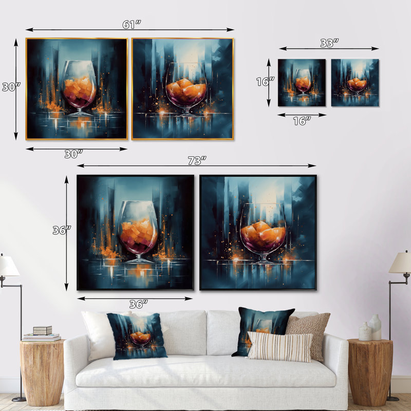 Ensemble de 2 verres à cognac Glam, Toile tendue, H 36 po x l 73 po