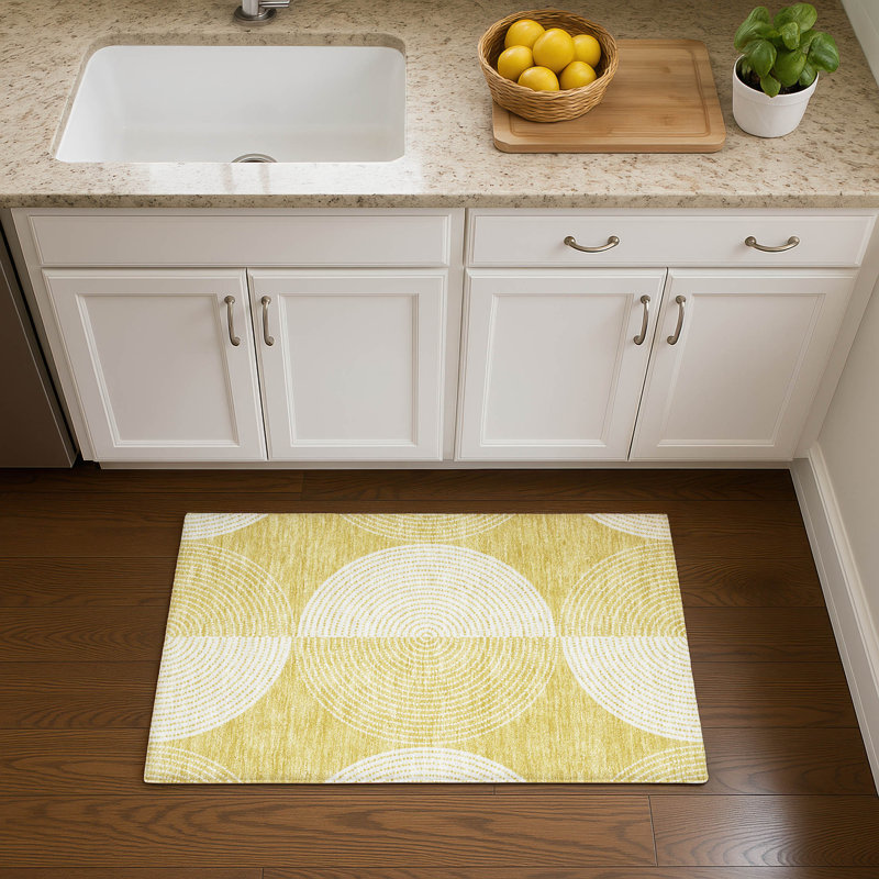 Premium Machine Washable Mayfield AMF2275 Geometric Rug, 1'8" x 2'6", Gold