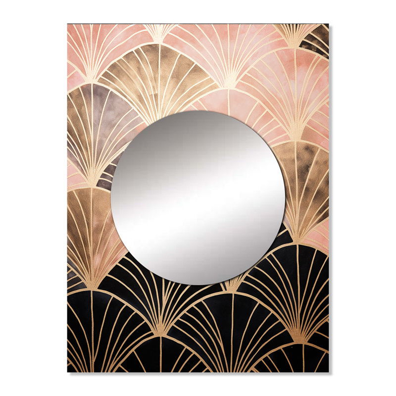 Décoration murale rose éclat doré - miroir formes abstraites MTMIR105950, 32 po x 24 po