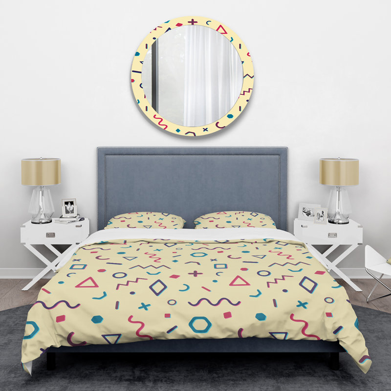 Cream Retro Abstract Mid-century Modern Full/Queen Bedding Set