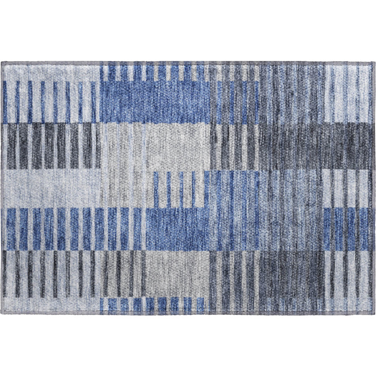 Premium Machine Washable Prisco Blue Rug