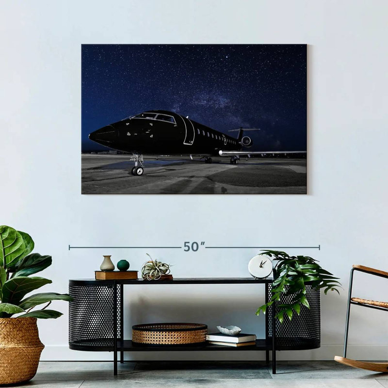 Jet privé noir, H 30 po x l 45 po