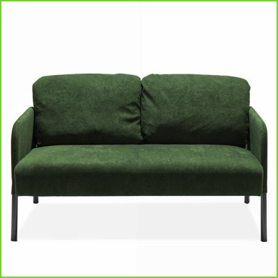 Modern Green 2-Seater Polyester Fabric Loveseat – Comfy Small Sofa for Living Room, Bedroom, Office | Green | Polyester | Fabric