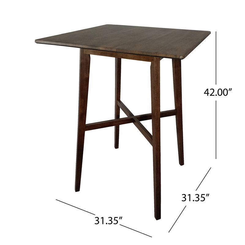 Chesterville dining room table，Modern Bar Height 42" Dining Table, Rubberwood Legs and Laminate Table Top, Walnut