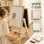 Chevalet en bois pour enfants, chevalet d'art à double face avec tableau blanc et tableau noir, finition bois naturel