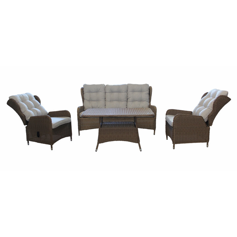 Demarcus 5 Seater Rattan Sofa Set, Natural/Sand, Sand