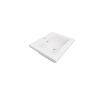 MEBO 19.7'' White Reinforced Acrylic Rectangular Bathroom Sink with Faucet and Overflow