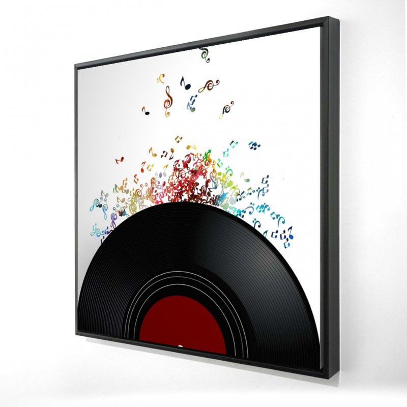 «Notes Escaping From A Vinyle» sur toile, H 36 po x l 36 po