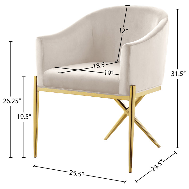 Chaise rembourrée Xavier, Or, Velours crème