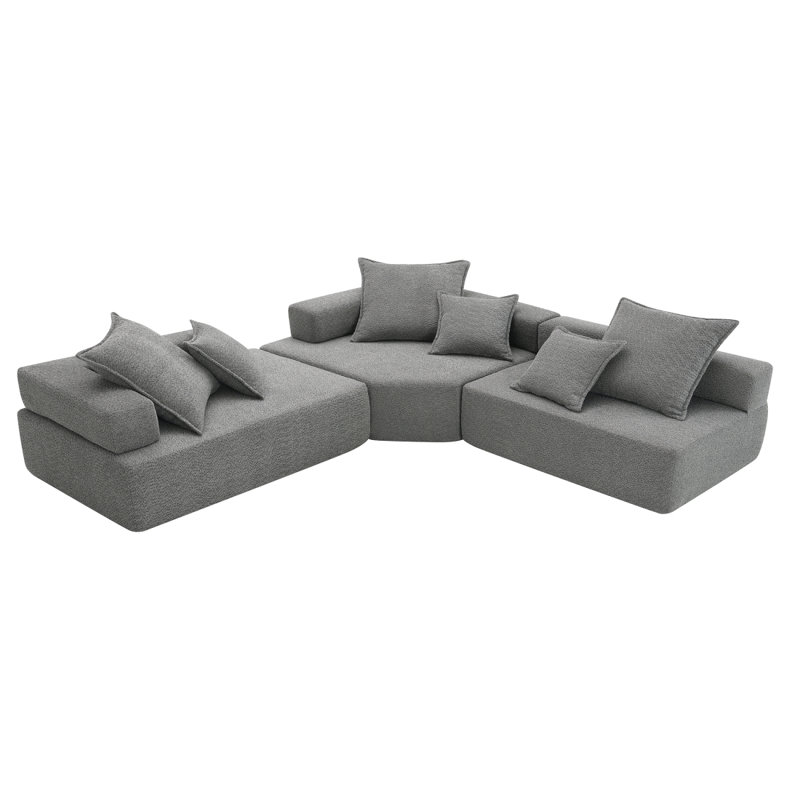 Canapé-lit modulaire moderne en forme de L, Gris