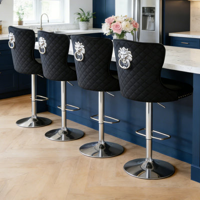 Swivel Upholstered Adjustable Counter Stool With Tufted Backs Set of 4