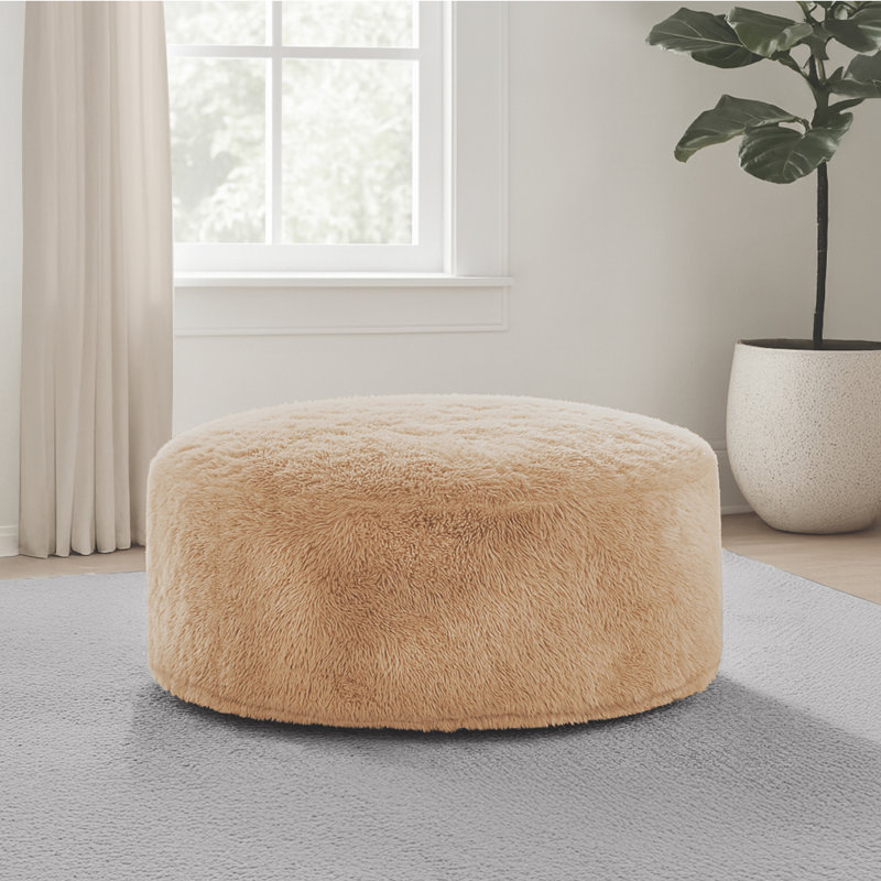 Fauteuil à billes rond en fausse fourrure, Fausse fourrure brune