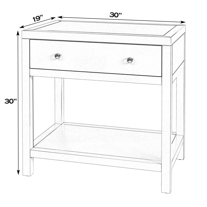 Nora 30 in. W Wood 1 Drawer Wide Nightstand with Shelf, Natural