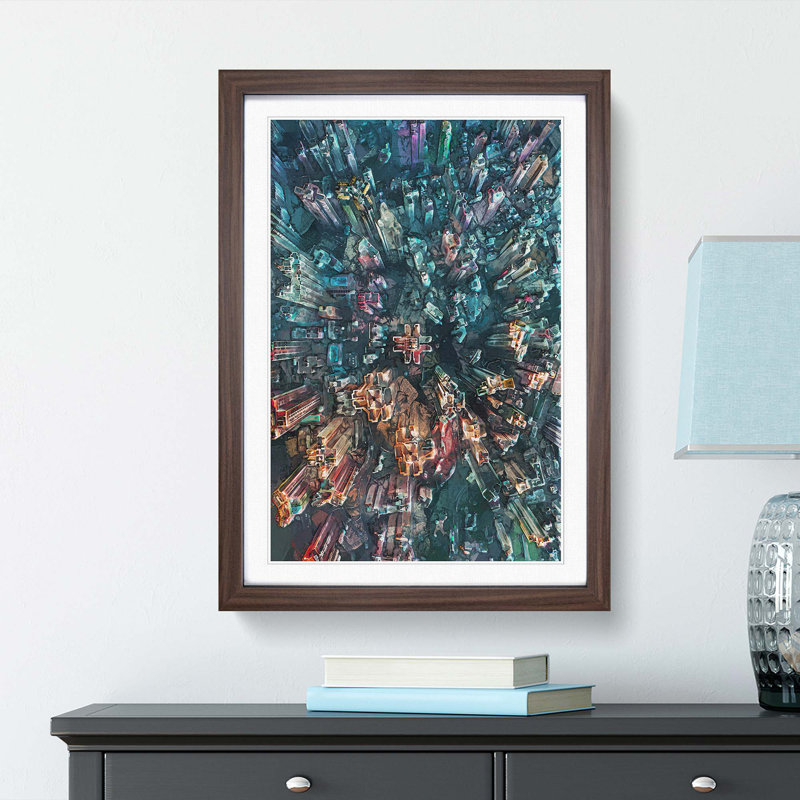 Goldwin Heights in Hong Kong in Abstract - Picture Frame Graphic Art Print, Walnut Framed, 65cm H x 48cm W x 2cm D