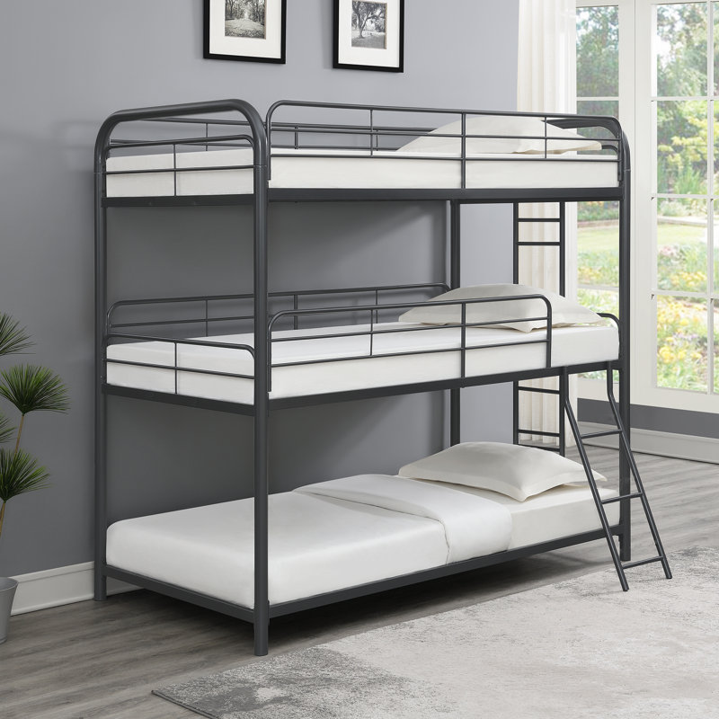Lit superposé triple Furniture, noir, Lit superposé simple sur simple sur simple