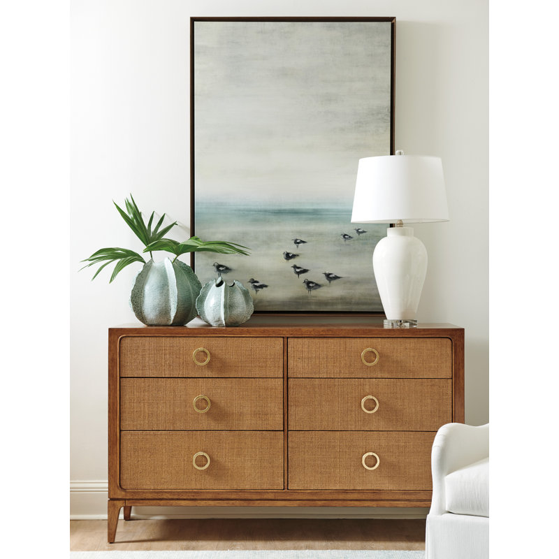 Sierra Tan Hickory 60'' Double Dresser with Soft Close Drawers