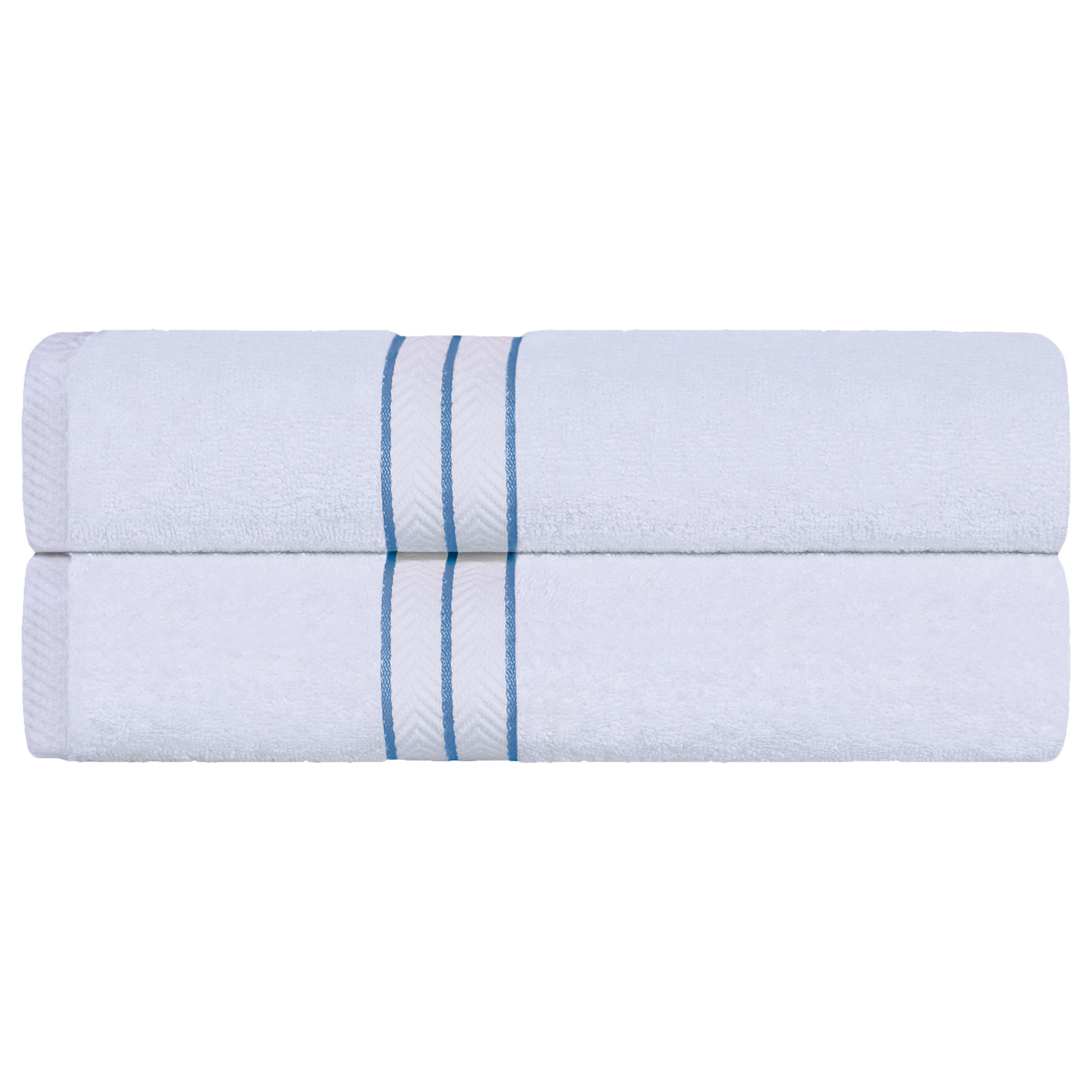 Josann Turkish Cotton Ultra-Plush Absorbent Heavyweight Bath Sheet Set, Light Blue/White