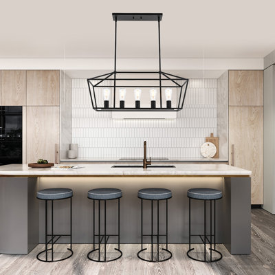 Lustre carré pour îlot de cuisine à 5 lumières Nelrose