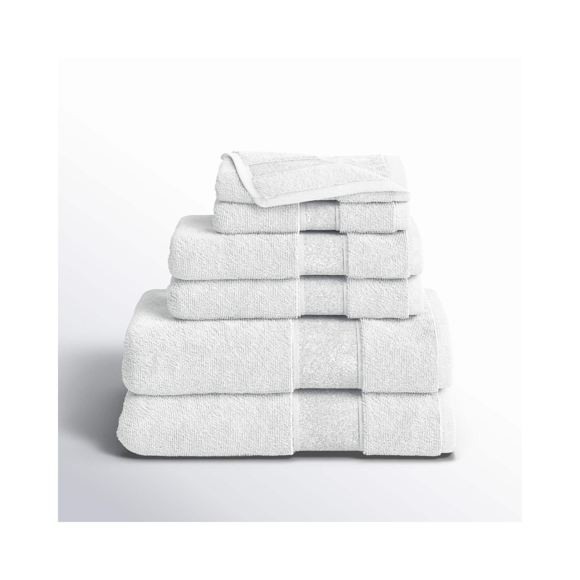 Bidle 6 Piece Turkish Cotton Towel Set, White