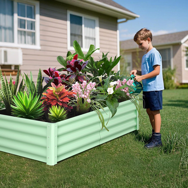 Galvanized Steel Raised Garden Bed Kit – Heavy-Duty 6x3x1FT Rectangular Outdoor Planter Box for Vegetables, Flowers, Herbs (Green, 2-Pack)