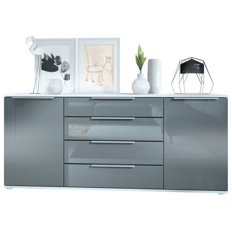 Adans 166.5cm Sideboard, High-gloss Grey