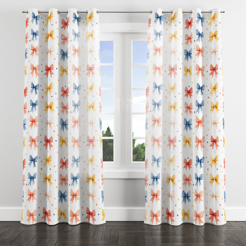 Rideaux français pour chambre à coucher - Rideau à œillets Blue Teens, L 52 po x L 90 po, Œillets dorés
