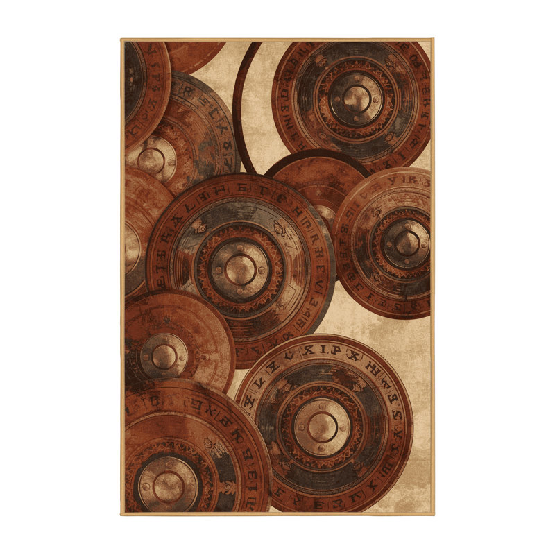 Tapis brun rétro lavable à la machine Parkwoods - reliure brun clair, 2x4