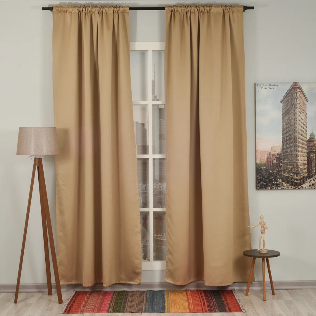 Sateen Look Room Darkering Polyester Room Darkening Curtain Pair (Set of 2) Lilijan Home & Curtain Curtain 