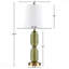 Lampe de table - Lampe de table moderne en verre vert à facettes avec abat-jour en tissu blanc