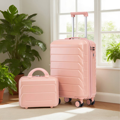 14 "/ 20" 2 pièces / ensemble dans un bagage à roulettes en ABS, avec serrure à combinaison, étui à cosmétiques 14 "