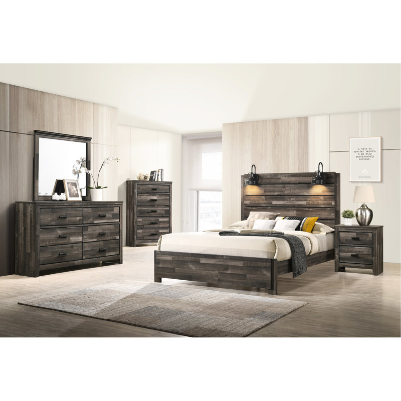2 tables de chevet brunes avec poignées noires pour améliorer le confort de la chambre à coucher, Brun