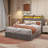 Bed Frame With LED, 4 Under-Bed Portable Storage Drawers, Wings Headboard Design-6159408-6159415