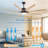 76 Inch Ceiling Fan With Lights Remote Control 8 Solid Wood Blades With 18W Dimmable Led Light