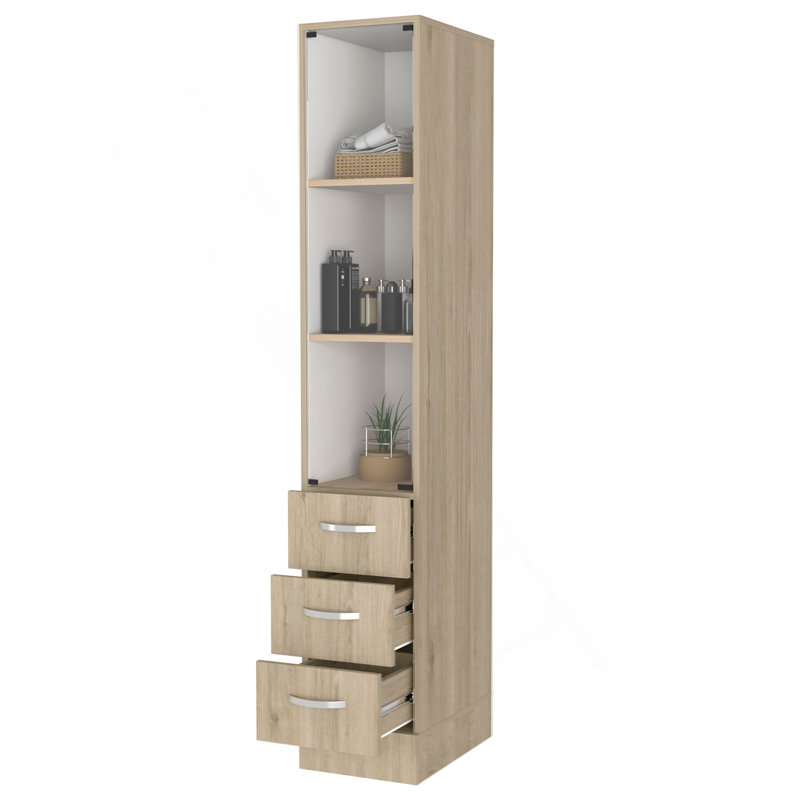 Preston Linen Cabinet, Three Shelves, Four Drawers, Multicolor