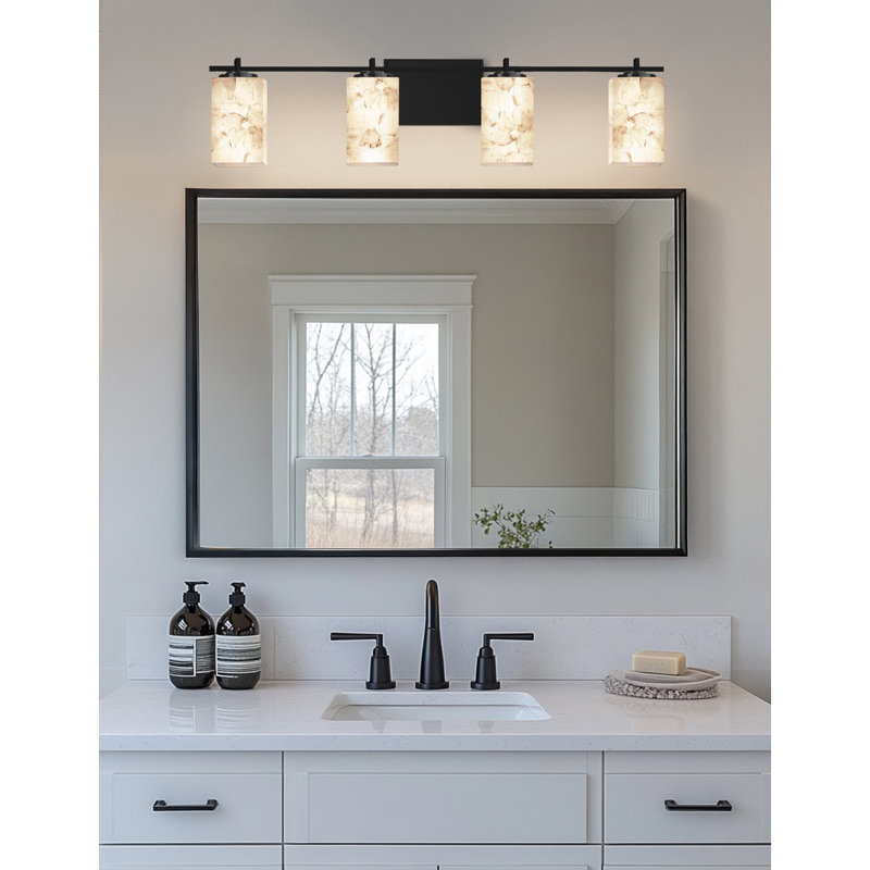 Éclairage pour meuble-lavabo 4 lumières Bouzoun, Noir mat