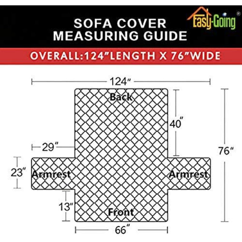 Sofa Slipcover, Navy/Ivory Fabric, 53" H x 66" W x 23" D