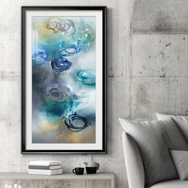 Jazzy Petals - reproduction d'art, H 14,5 po x l 26,5 po x P 1,5 po, Papier encadré noir, Blanc