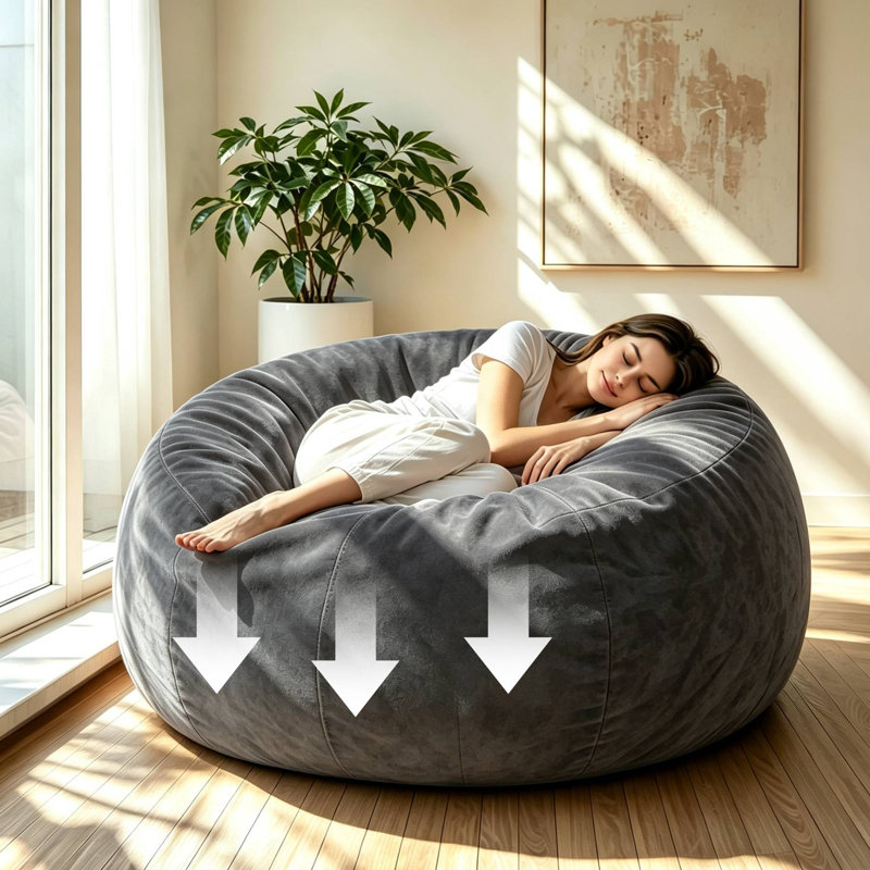 5 FT Giant Bean Bag Chair Pre-filled, Plush Bean Bag with Washable Cover for Living Room Bedroom,Compressed Packing