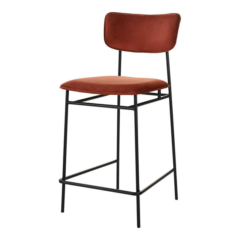 SAILOR BARSTOOL BROWN, Counter Stool (26” Seat Height), Red Velvet