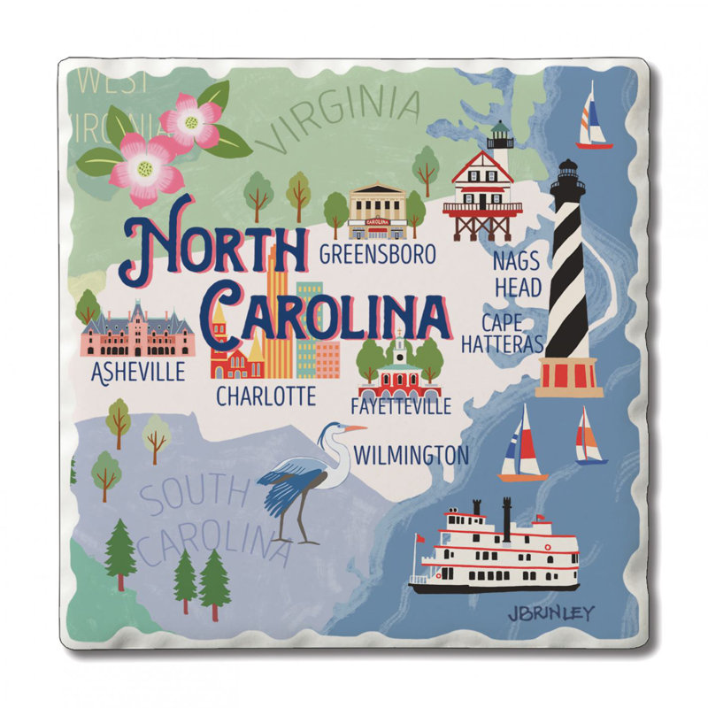 Thirstystone North Carolina 4 Piece Tumbled Tile Coaster Set